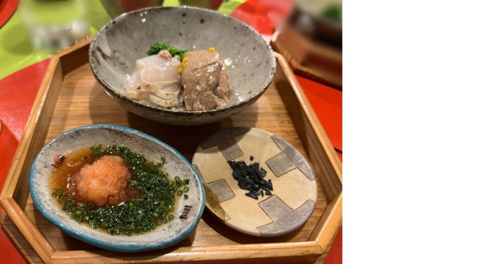 食堂とだかのふぐの刺身とエイの肝