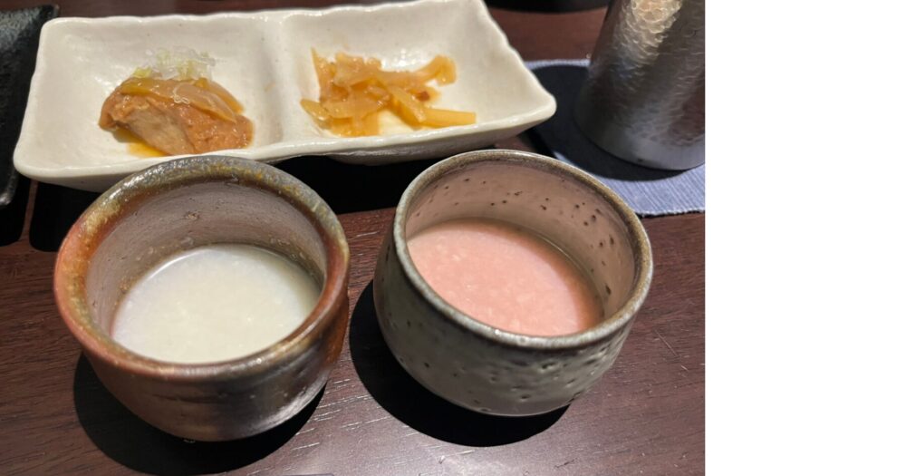 川崎 和み酒房げんの白とピンク、自家製どぶろく